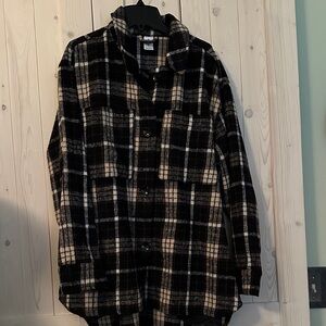 Black Plaid Flannel Shacket from Abound, Sz L, NWOT
